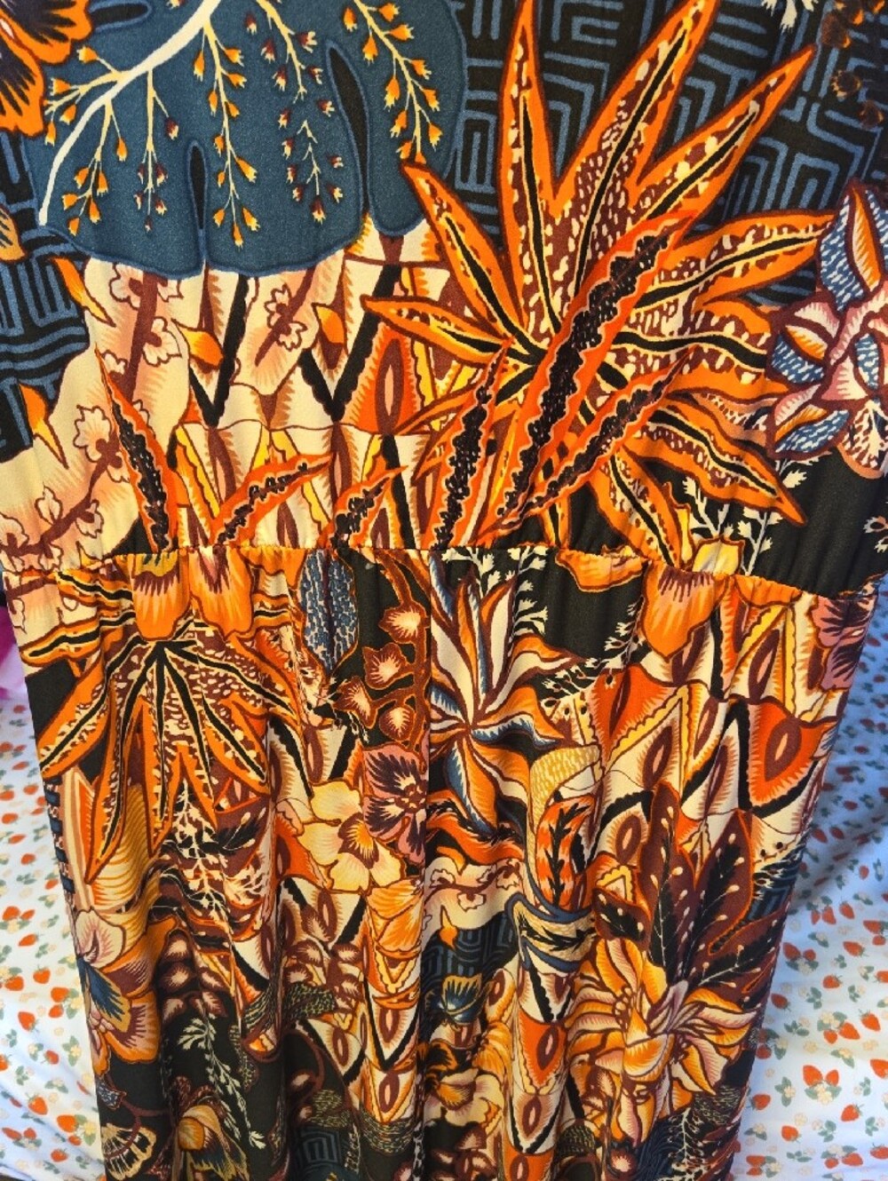 Attitudes by Renee Black Maxi Dress with Orange & Cream Floral Print - Picture 6 of 6